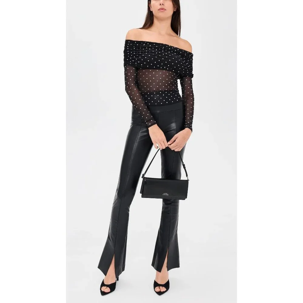 Norma Kamali Black High-Waist Faux Leather Split-Leg Leggings - Picture 16 of 16